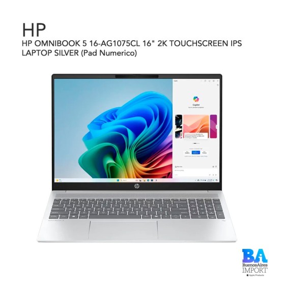 HP OMNIBOOK 5 16-AG1075CL 16" 2K TOUCHSCREEN IPS LAPTOP SILVER (Pad Numerico)