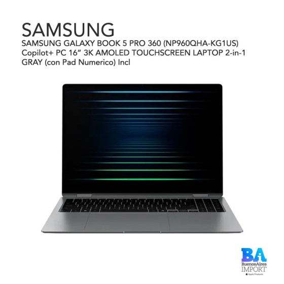 SAMSUNG GALAXY BOOK 5 PRO 360 (NP960QHA-KG1US) Copilot+ PC 16” 3K AMOLED...