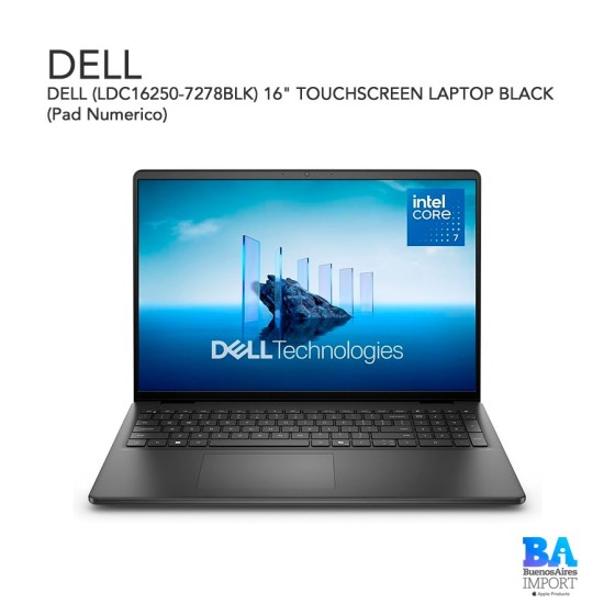 DELL (LDC16250-7278BLK) 16" TOUCHSCREEN LAPTOP BLACK (Pad Numerico)