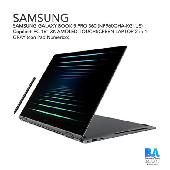 SAMSUNG GALAXY BOOK 5 PRO 360 (NP960QHA-KG1US) Copilot+ PC 16” 3K AMOLED...