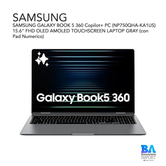 SAMSUNG GALAXY BOOK 5 360 Copilot+ PC (NP750QHA-KA1US) 15.6" FHD OLED AMOLED...