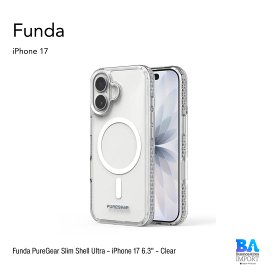 Funda PureGear Slim Shell Ultra – iPhone 17 6.3" – Clear