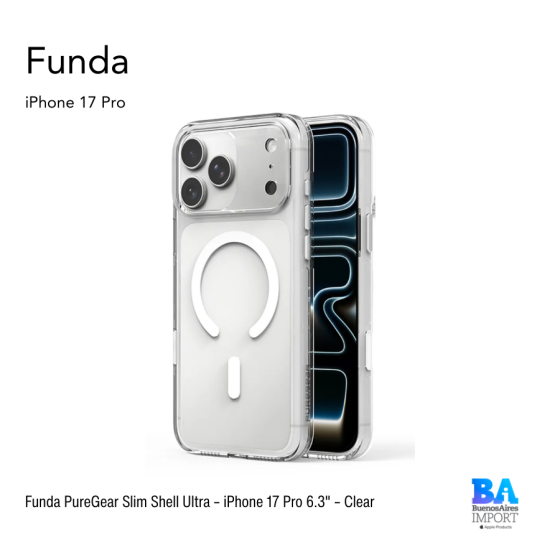 Funda PureGear Slim Shell Ultra – iPhone 17 Pro 6.3" – Clear