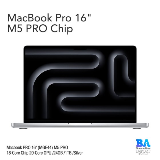 Macbook PRO 16" (MGE44) M5 PRO 18-Core Chip 20-Core GPU /24GB /1TB /Silver
