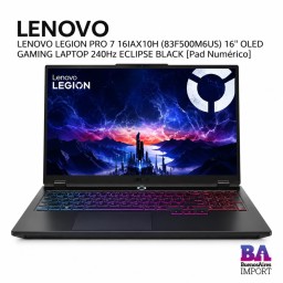 LENOVO LEGION PRO 7 16IAX10H (83F500M6US) 16" OLED GAMING LAPTOP 240Hz ECLIPSE BLACK [Pad Numérico]
