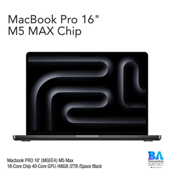 Macbook PRO 16" (MGEE4) M5 Max 18-Core Chip 40-Core GPU /48GB /2TB /Space Black