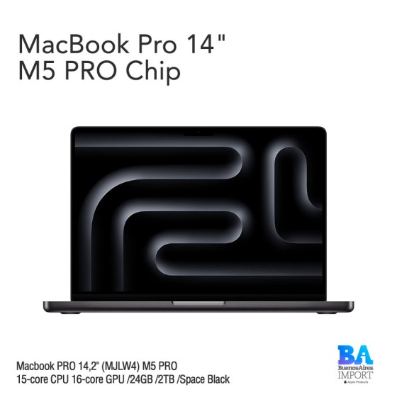 Macbook PRO 14,2" (MJLW4) M5 PRO 15-core CPU 16-core GPU /24GB /2TB /Space Black