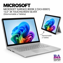 MICROSOFT SURFACE BOOK 2 (SX3-00001) 13,5" 3K TOUCHSCREEN SILVER (Desmontable a Tableta)