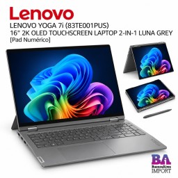 LENOVO YOGA 7i (83TE001PUS) 16" 2K OLED TOUCHSCREEN LAPTOP 2-IN-1 LUNA GREY [Pad Numérico]