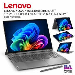 LENOVO YOGA 7 16ILL10 (83JT0047US) 16" 2K TOUCHSCREEN LAPTOP 2-IN-1 LUNA GRAY [Pad Numérico]