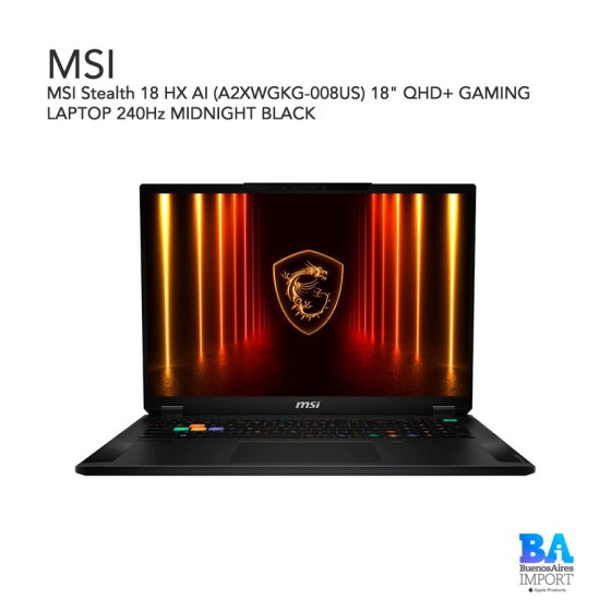 MSI Stealth 18 HX AI (A2XWGKG-008US) 18" QHD+ GAMING LAPTOP 240Hz MIDNIGHT BLACK