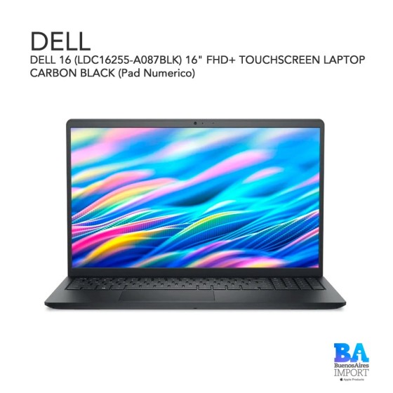 DELL 16 (LDC16255-A087BLK) 16" FHD+ TOUCHSCREEN LAPTOP CARBON BLACK (Pad...