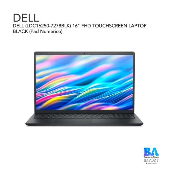 DELL (LDC16250-7278BLK) 16" FHD TOUCHSCREEN LAPTOP BLACK (Pad Numerico)