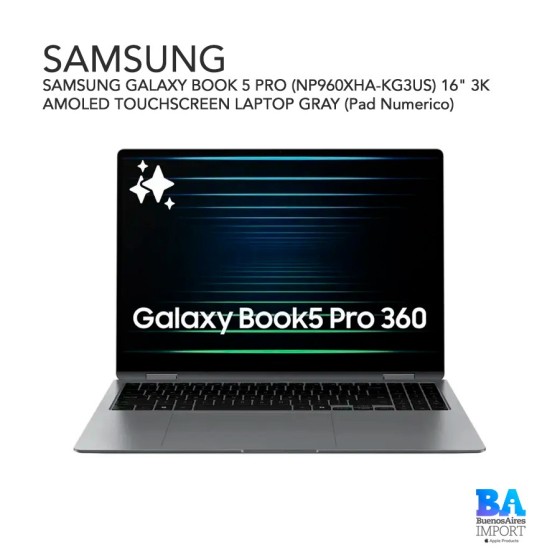 SAMSUNG GALAXY BOOK 5 PRO (NP960XHA-KG3US) 16" 3K AMOLED TOUCHSCREEN LAPTOP...