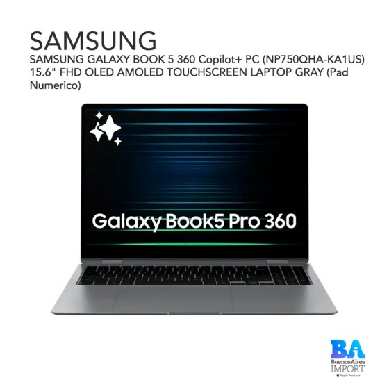 SAMSUNG GALAXY BOOK 5 360 Copilot+ PC (NP750QHA-KA1US) 15.6" FHD OLED AMOLED...