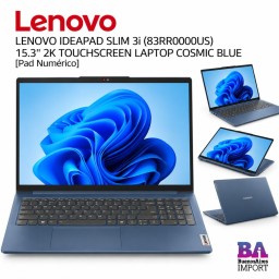 LENOVO IDEAPAD SLIM 3i (83RR0000US) 15.3" 2K TOUCHSCREEN LAPTOP COSMIC BLUE [Pad Numérico]