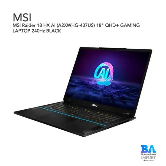 MSI Raider 18 HX AI (A2XWHG-437US) 18" QHD+ GAMING LAPTOP 240Hz BLACK