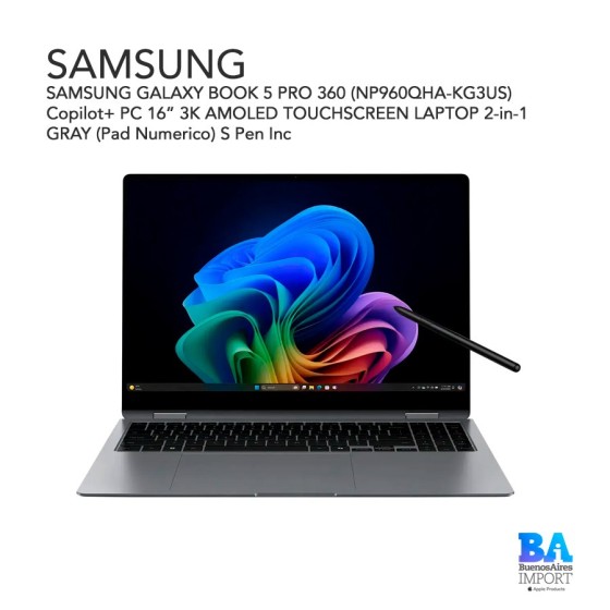 SAMSUNG GALAXY BOOK 5 PRO 360 (NP960QHA-KG3US) Copilot+ PC 16” 3K AMOLED...