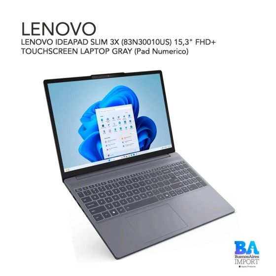 LENOVO IDEAPAD SLIM 3X (83N30010US) 15,3" FHD+ TOUCHSCREEN LAPTOP GRAY (Pad...