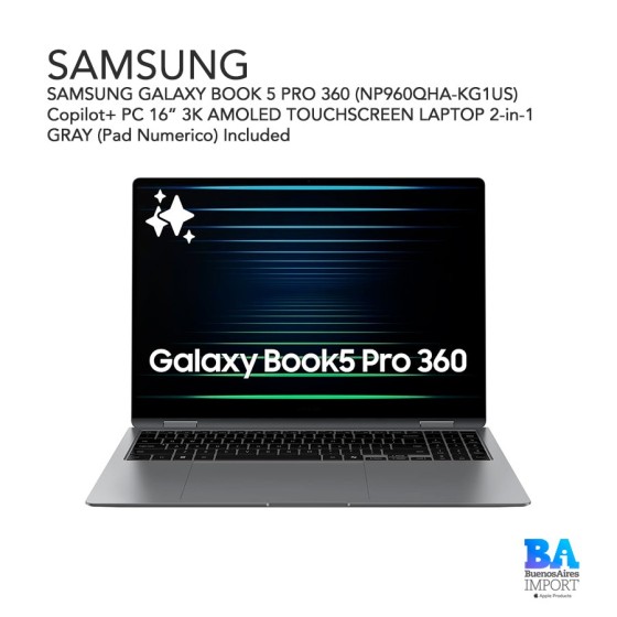 SAMSUNG GALAXY BOOK 5 PRO 360 (NP960QHA-KG1US) Copilot+ PC 16” 3K AMOLED...