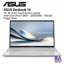 ASUS - Zenbook 14 14" 3K OLED Touch Screen Laptop - Intel Core Ultra 9 285H - 32GB RAM - 1TB SSD - Foggy Silver