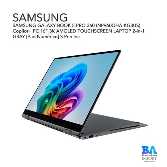 SAMSUNG GALAXY BOOK 5 PRO 360 (NP960QHA-KG3US) Copilot+ PC 16” 3K AMOLED...