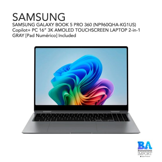 SAMSUNG GALAXY BOOK 5 PRO 360 (NP960QHA-KG1US) Copilot+ PC 16” 3K AMOLED...