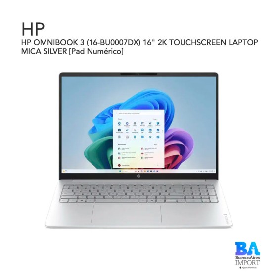 HP OMNIBOOK 3 (16-BU0007DX) 16" 2K TOUCHSCREEN LAPTOP MICA SILVER [Pad Numérico]